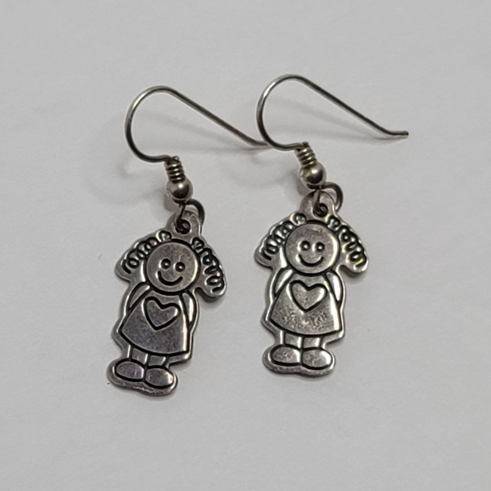 .925 Sterling Silver Curly Girl Earrings